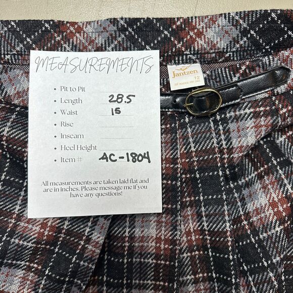 Vintage Jantzen Wool Pleated Plaid Midi Skirt Size 12 Preppy Academia Heritage - Picture 2 of 7